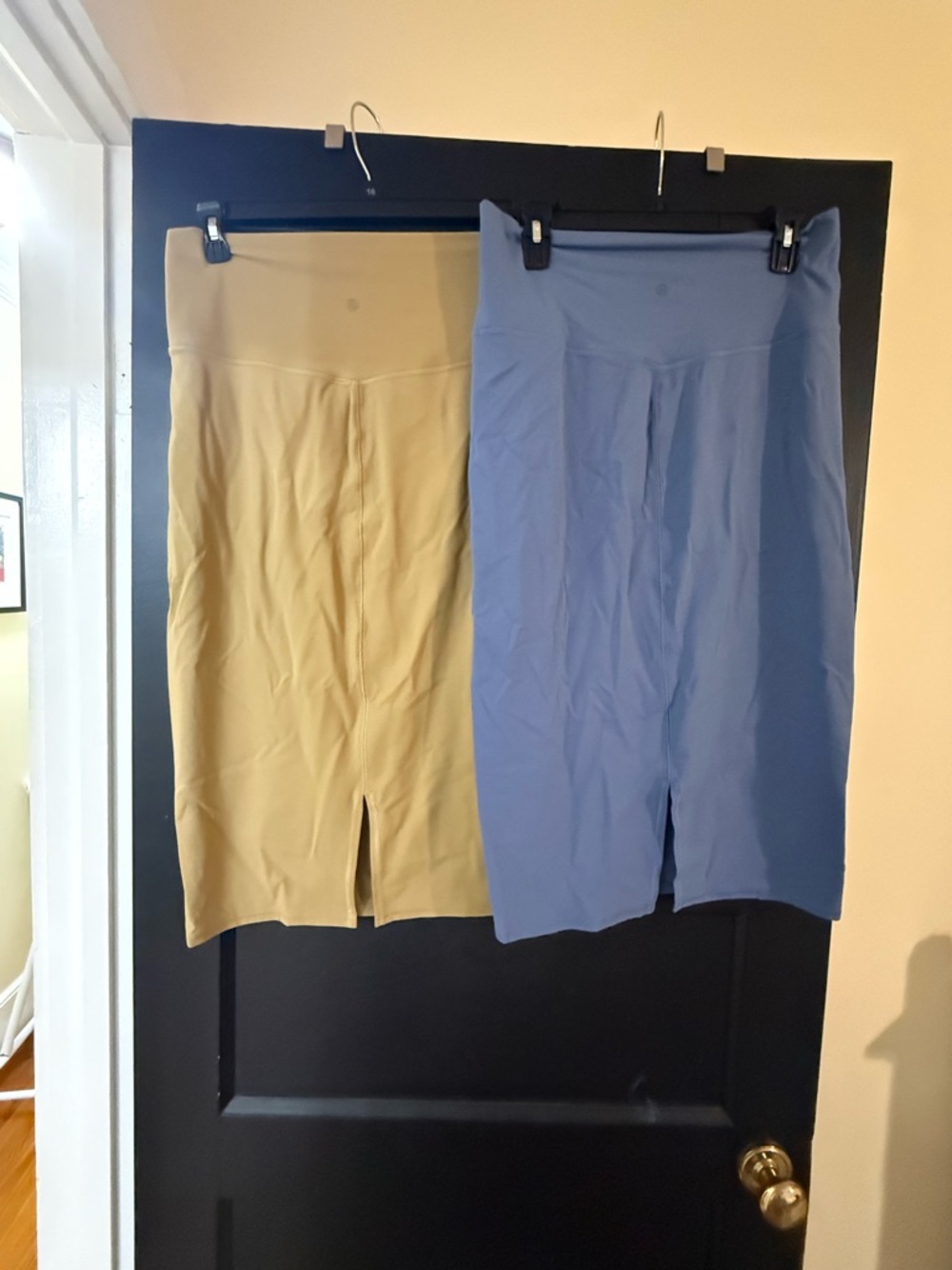 Lululemon Women’s High-Waist Midi Skirt with Front Slit - Blue and Tan